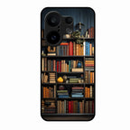 Colorful Bookshelf Art Glass Case Cover for Vivo X200 Fe 5G