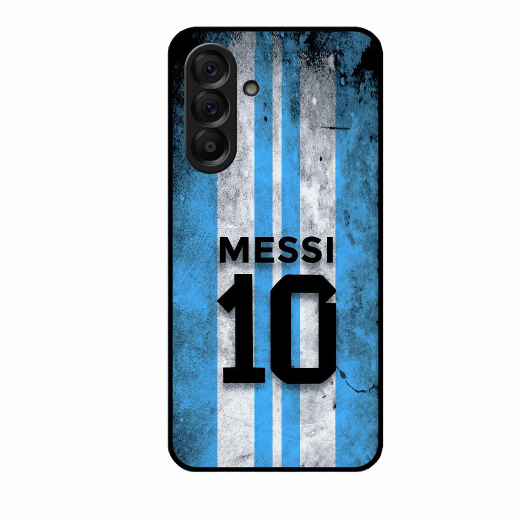 Blue Stripes Number 10 Football Glass Phone Case for Samsung Galaxy A56 5G