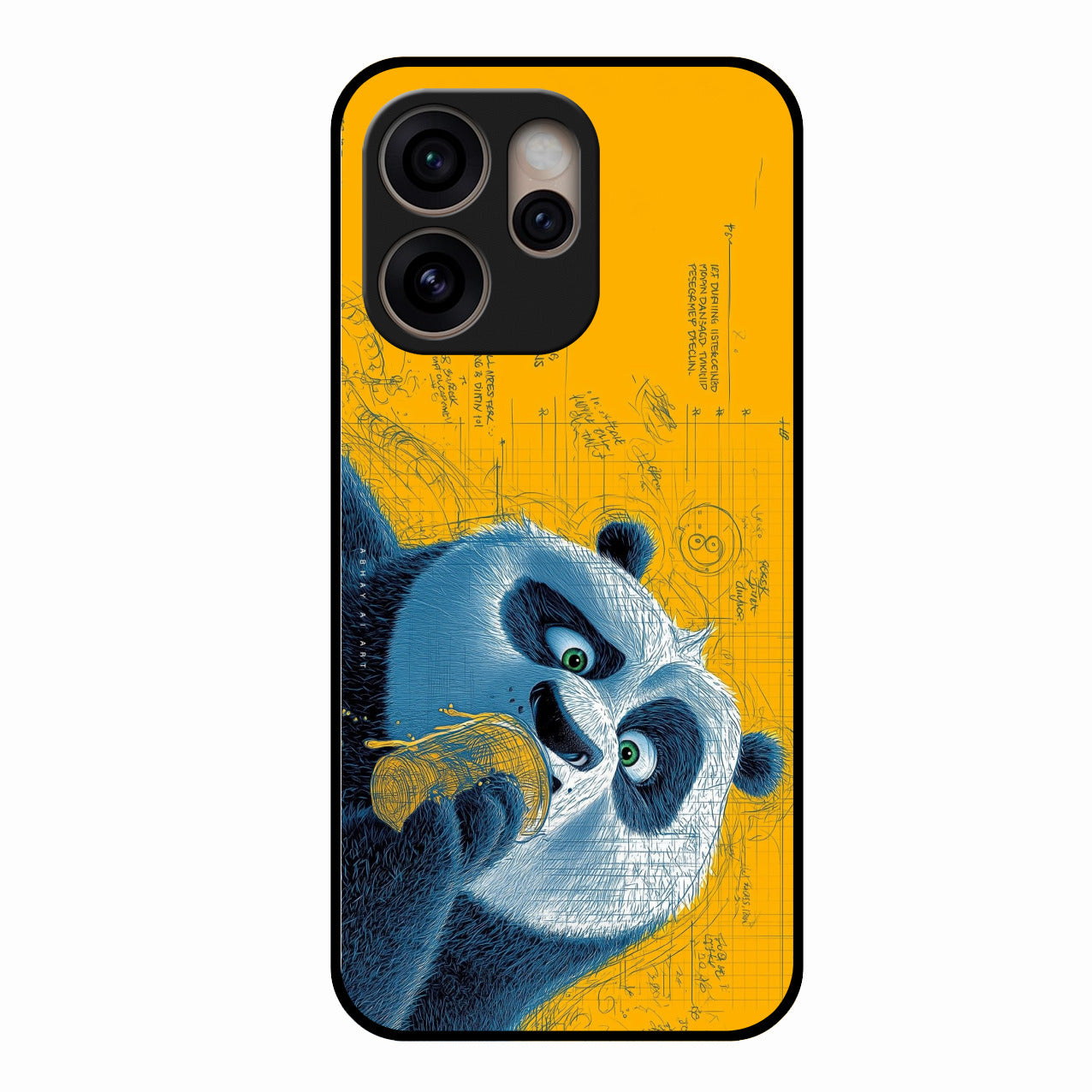 Cute Panda Sketch Premium Glass Phone Case for Oppo Reno 15 Pro 5G
