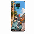 Cartoon Scooter Adventure Premium Glass Phone Case for Redmi Note 10 Lite