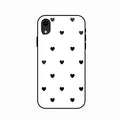 Heart Pattern White Glass Case Cover for iPhone XR