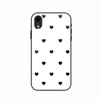 Heart Pattern White Glass Case Cover for iPhone XR