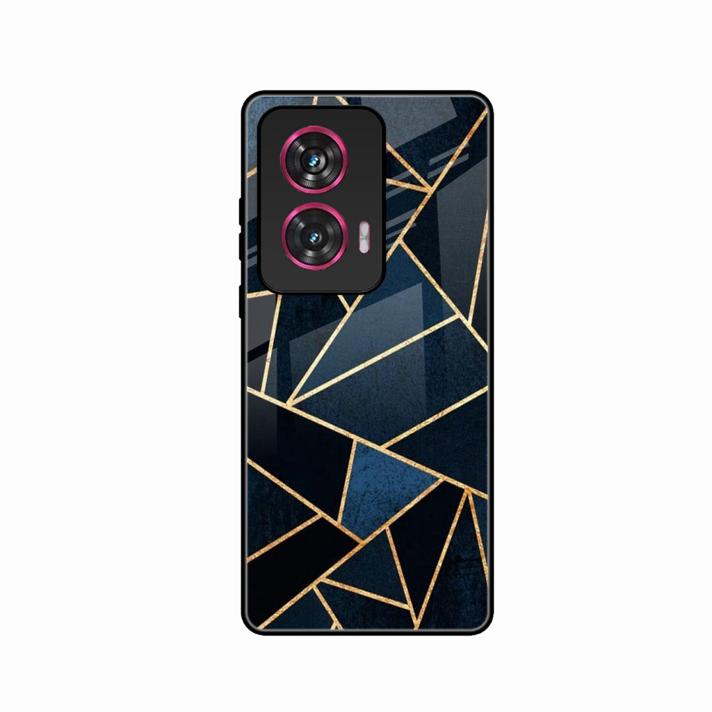 Midnight Gold Geometric Premium Glass Phone Case for Motorola Edge 50 Fusion 5G