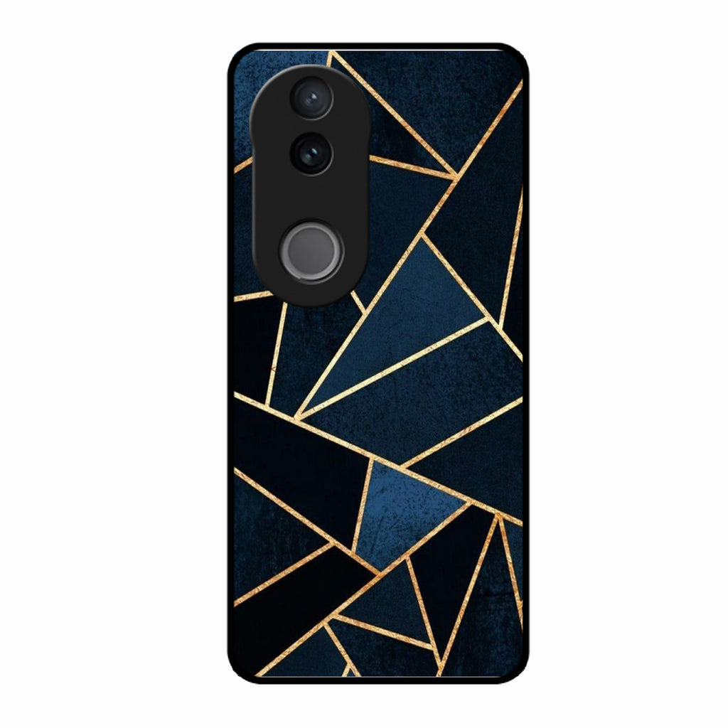Midnight Gold Geometric Premium Glass Phone Case for Vivo V50 5G