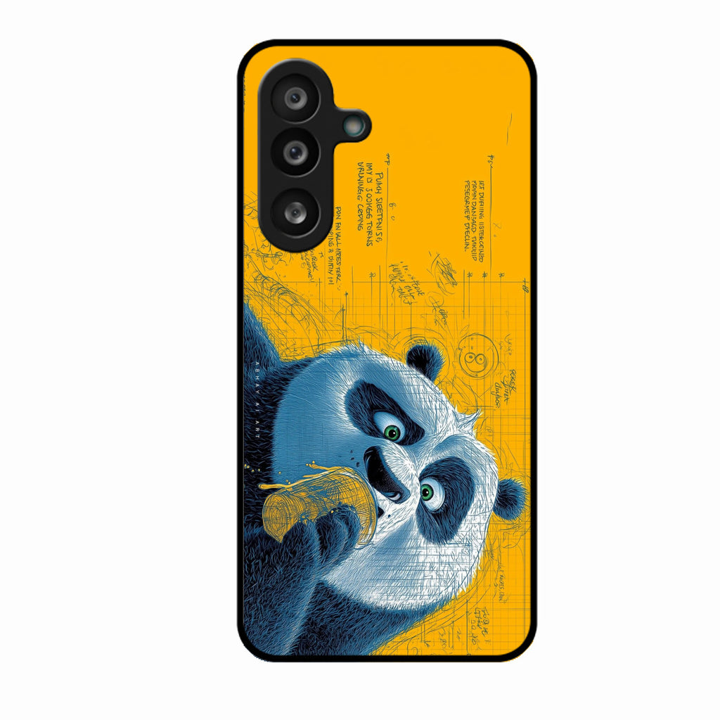 Cute Panda Sketch Premium Glass Phone Case for Samsung Galaxy F56 5G