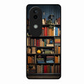 Colorful Bookshelf Art Glass Case Cover for Vivo V40E 5G