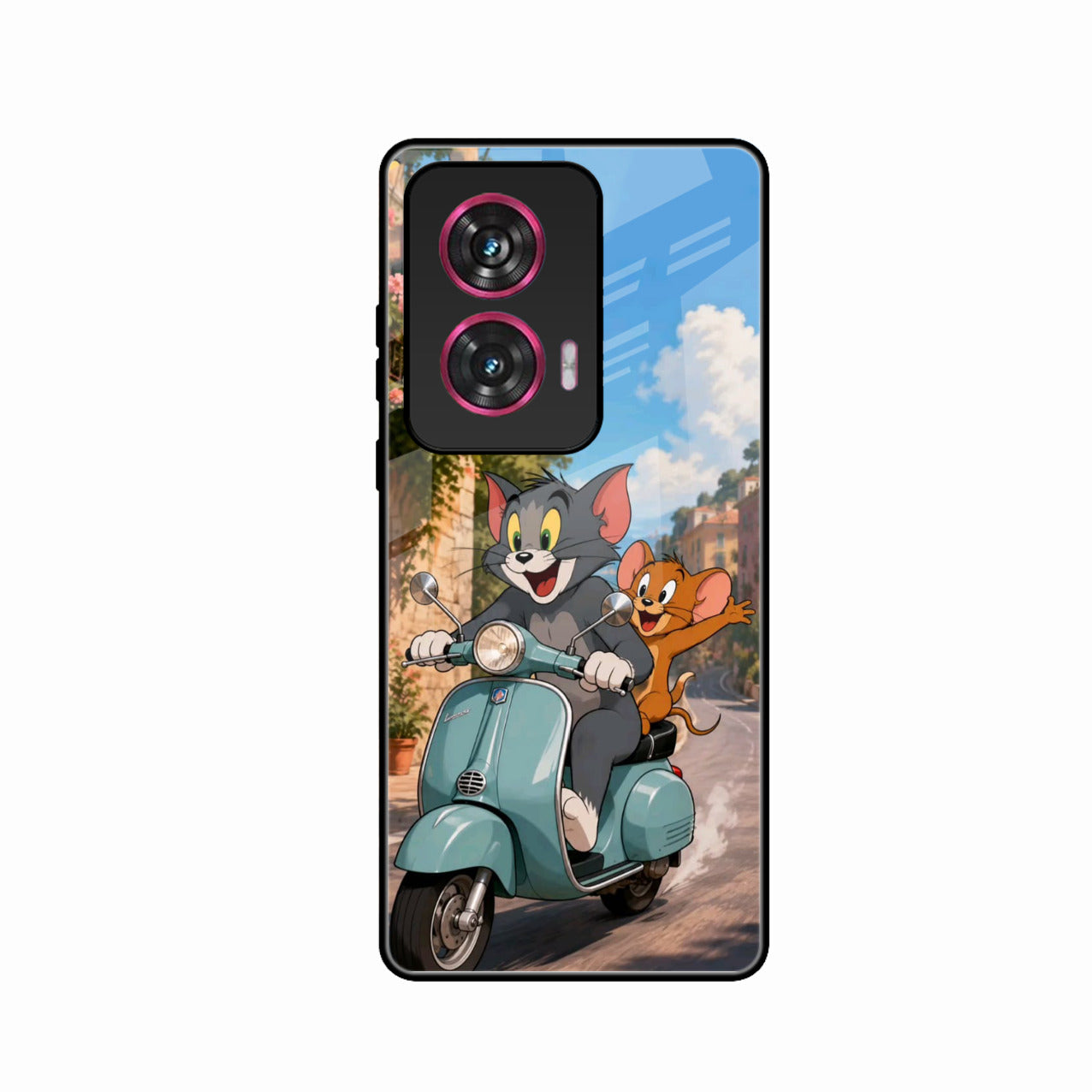 Cartoon Scooter Adventure Premium Glass Phone Case for Motorola G85 5G