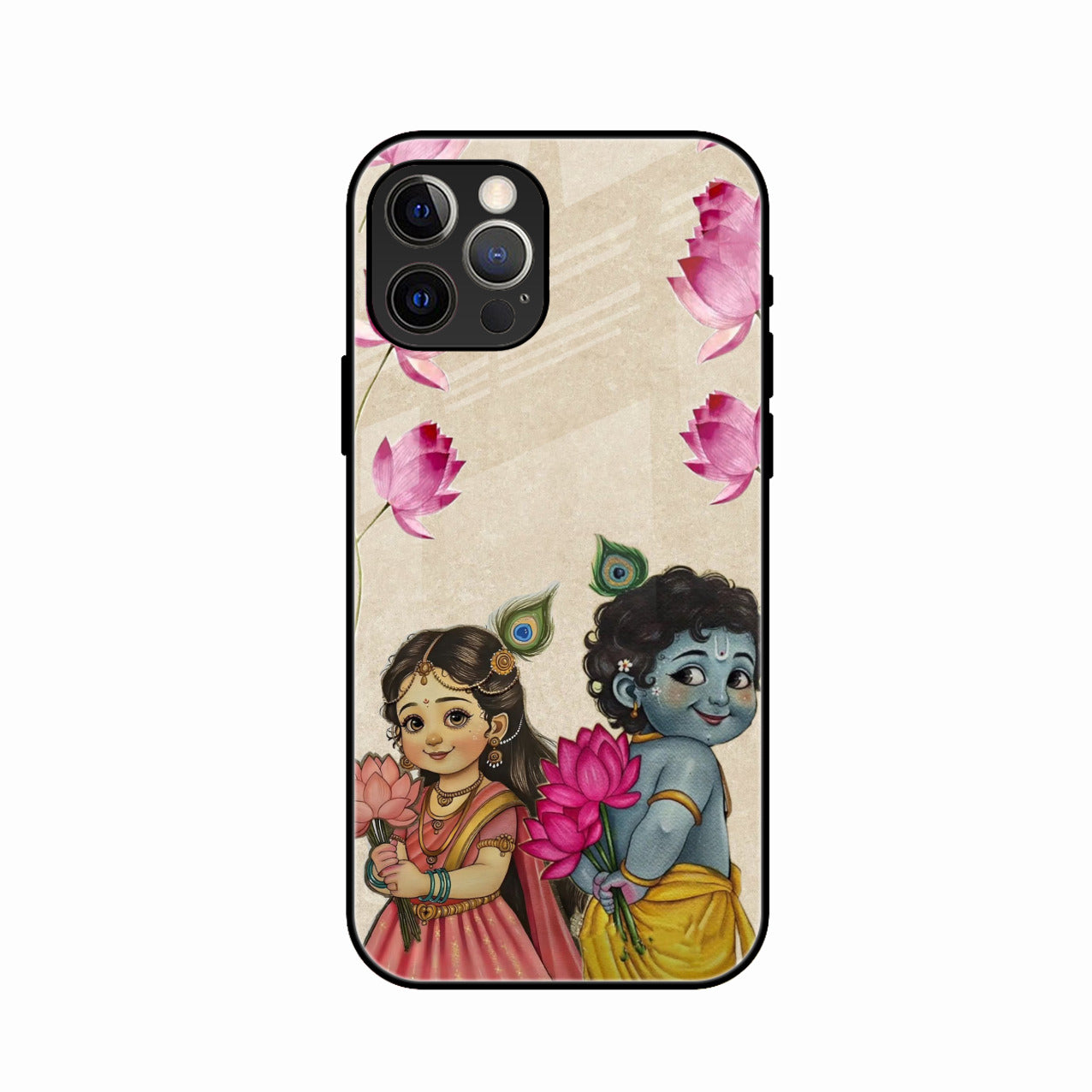 Krishna Eternal Lotus Glass Case for iPhone 15 Pro