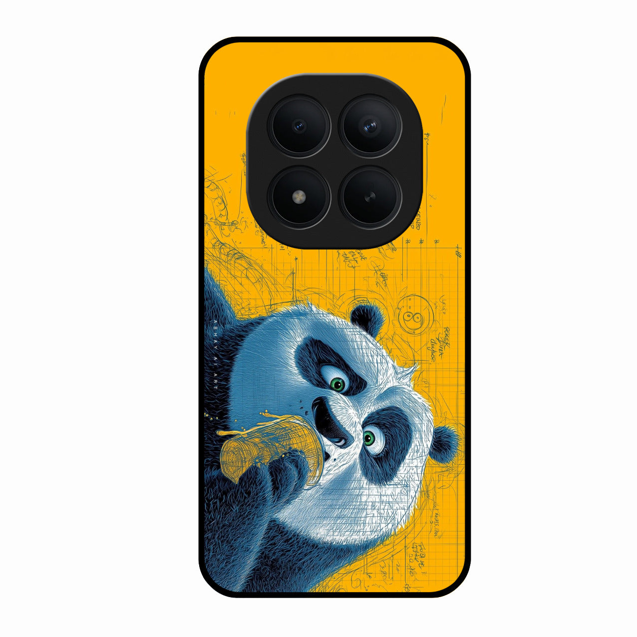 Cute Panda Sketch Premium Glass Phone Case for Redmi Note 15 Pro Plus 5G