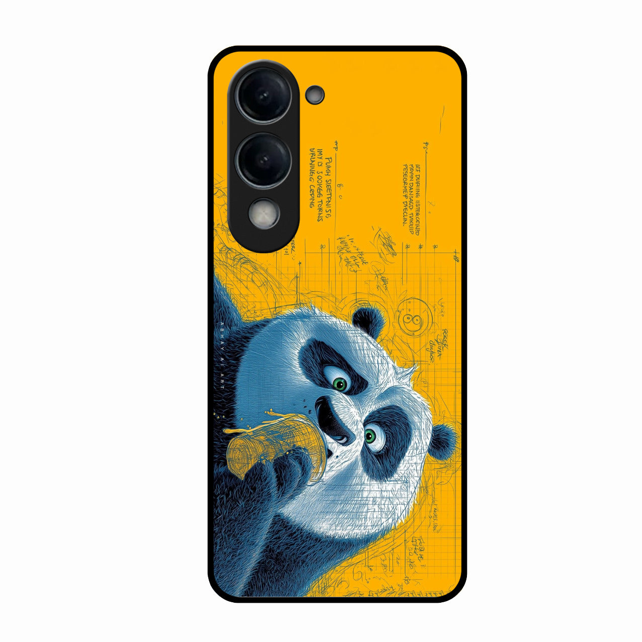 Cute Panda Sketch Premium Glass Phone Case for Vivo T4 Lite 5G