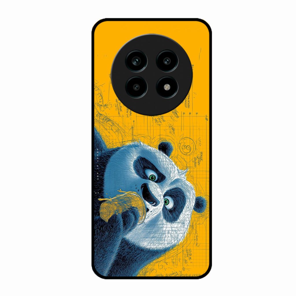 Cute Panda Sketch Premium Glass Phone Case for Realme 13 Pro 5G