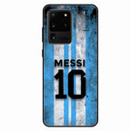 Blue Stripes Number 10 Football Glass Phone Case for Samsung Galaxy S20 Ultra