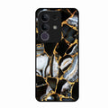 Black Gold Marble Glass Phone Case for Vivo T4X 5G