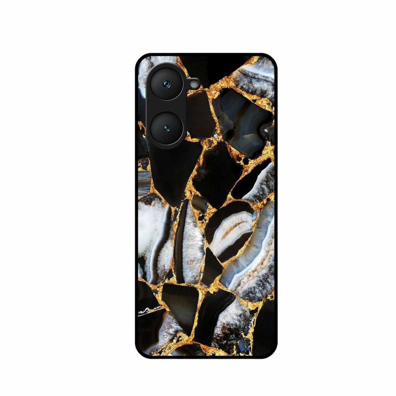 Black Gold Marble Glass Phone Case for iQOO Z9 Lite 5G