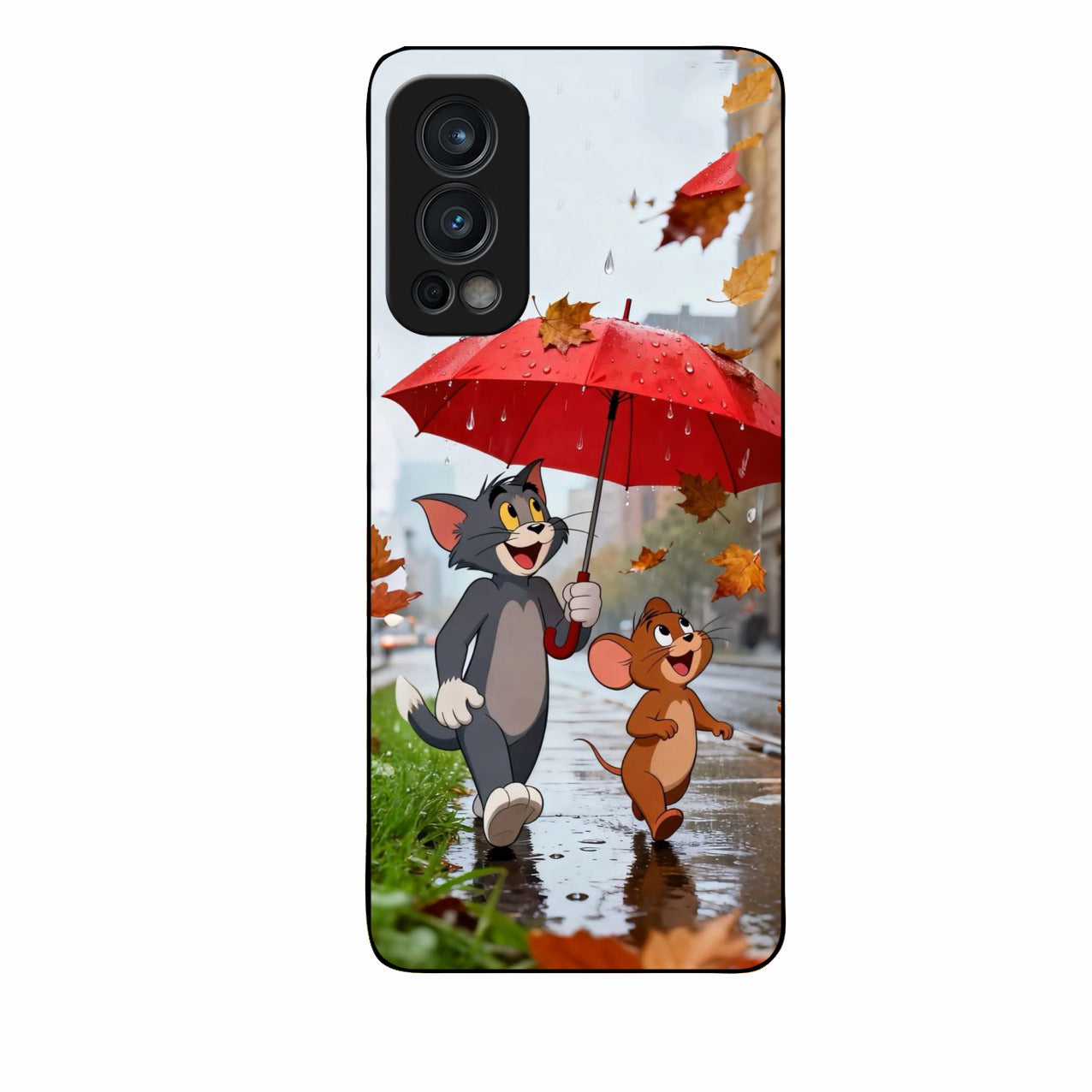 Rainy Day Cartoon Glass Phone Case for Oneplus Nord 2 5G