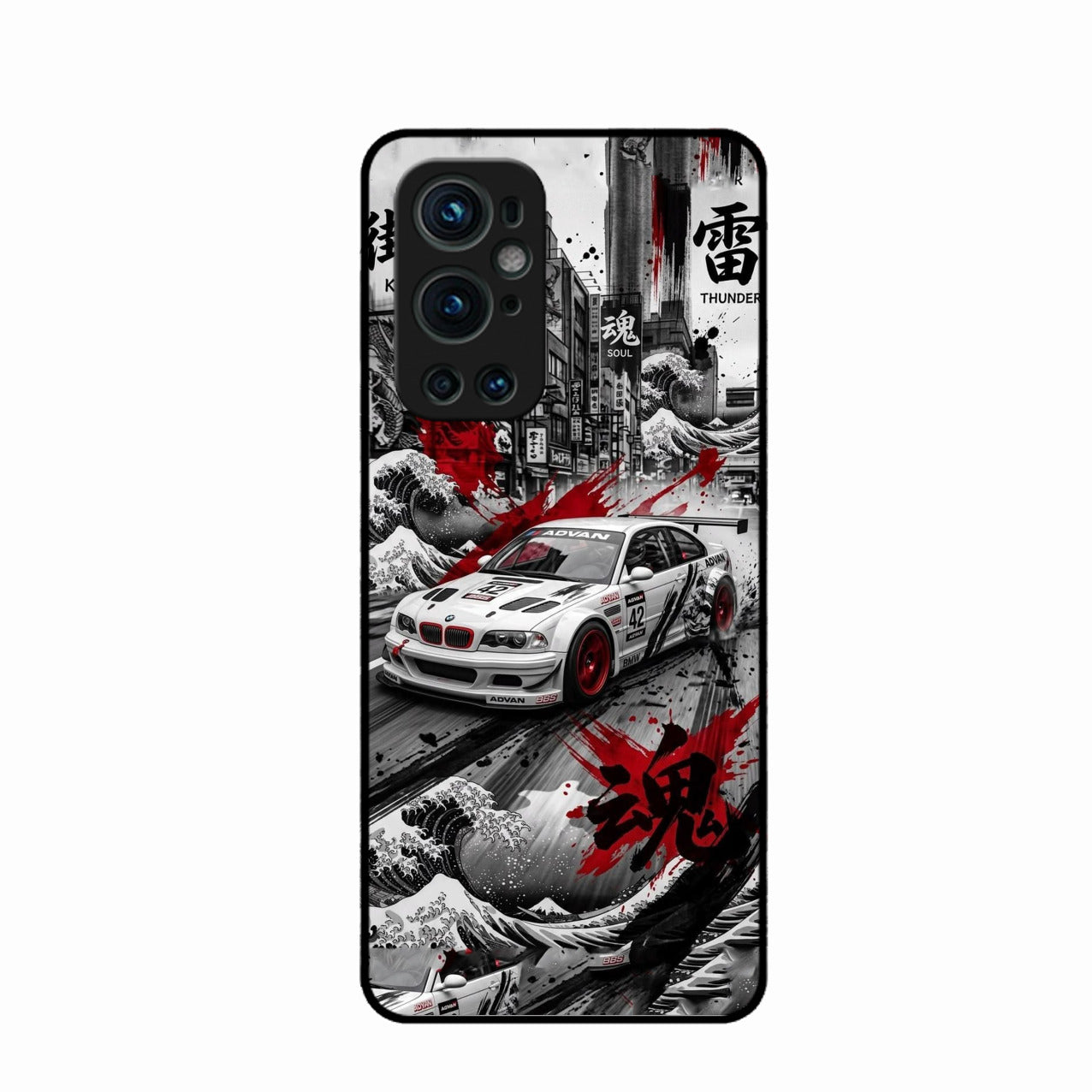 Japanese Wave Drift Racing Premium Glass Phone Case for Oneplus 9 Pro 5G