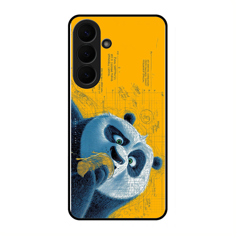Cute Panda Sketch Premium Glass Phone Case for Samsung Galaxy S26 5G