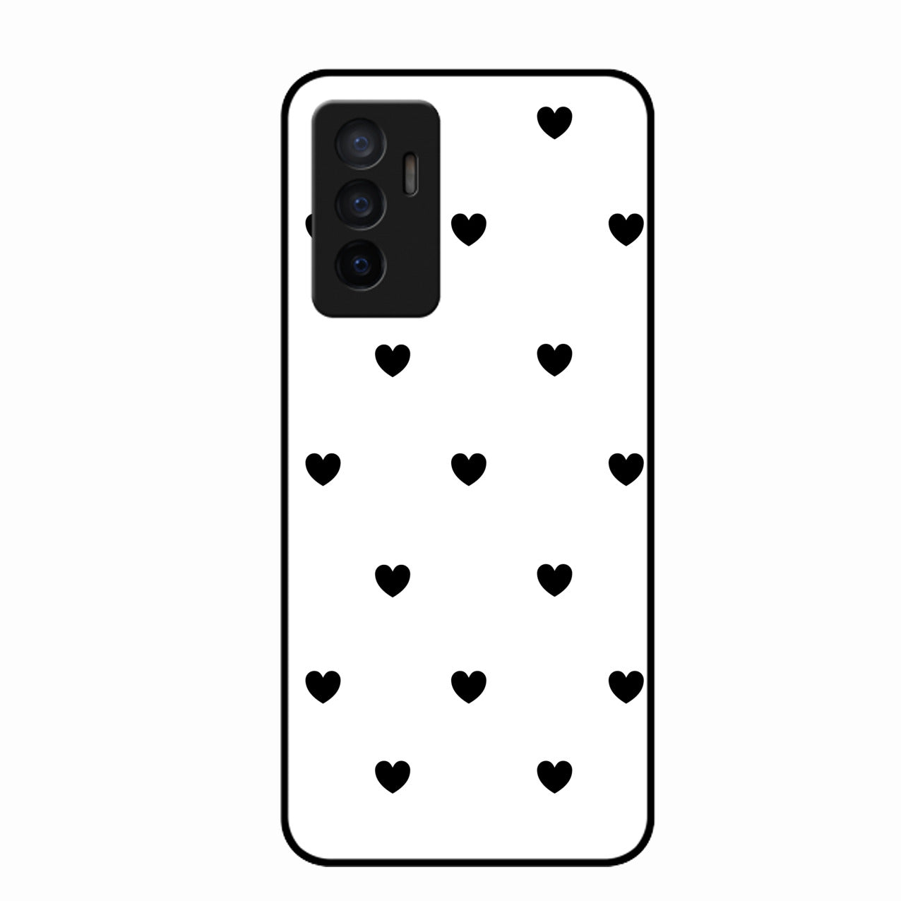 Heart Pattern White Glass Case Cover for iPhone XS Max