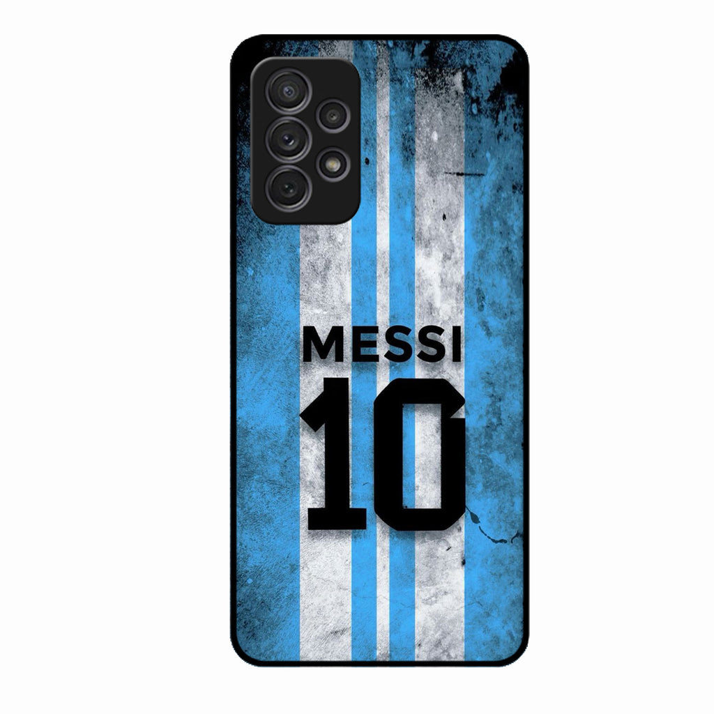 Blue Stripes Number 10 Football Glass Phone Case for Samsung Galaxy A53 5G
