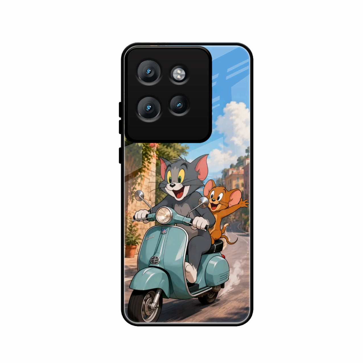 Cartoon Scooter Adventure Premium Glass Phone Case for Motorola Edge 50 Neo