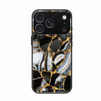 Black Gold Marble Glass Phone Case for iPhone 17 Pro