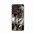 Black Gold Marble Glass Phone Case for Motorola G96 5G