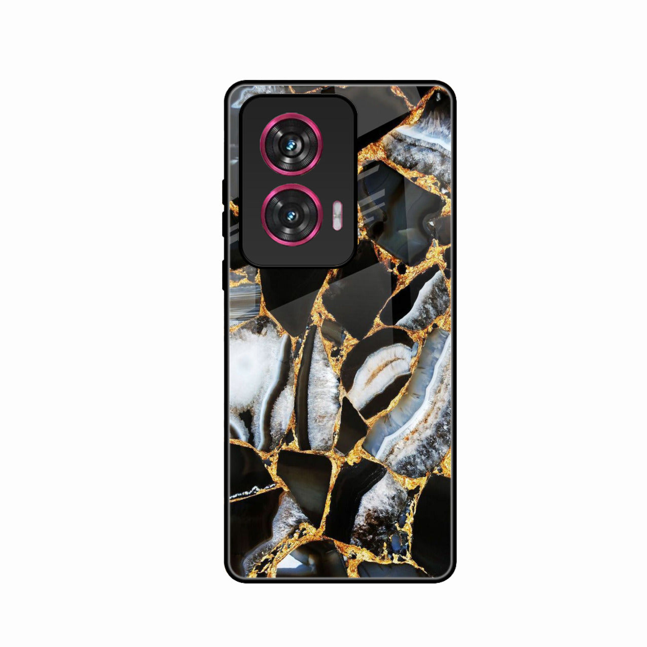 Black Gold Marble Glass Phone Case for Motorola G96 5G