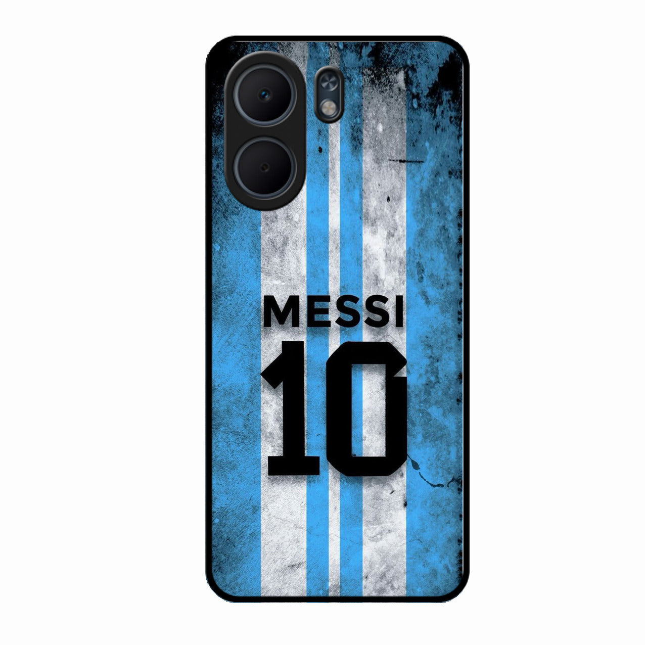 Blue Stripes Number 10 Football Glass Phone Case for Oppo A5X 5G