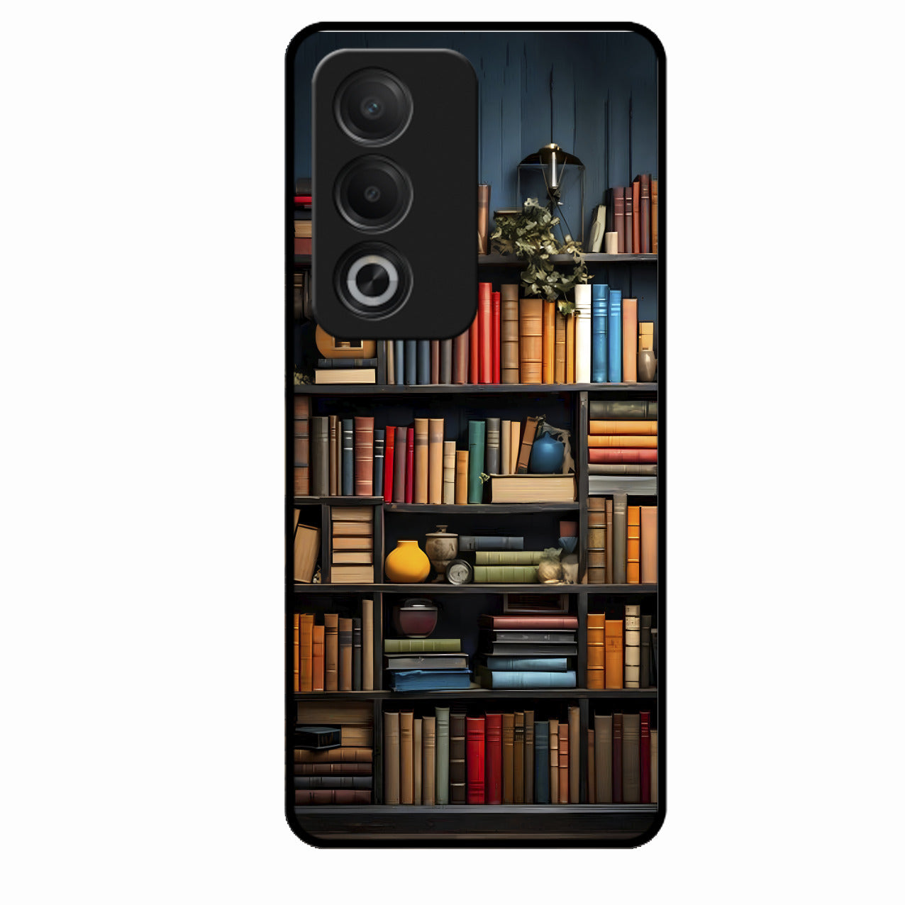 Colorful Bookshelf Art Glass Case Cover for Oppo A3 Pro 5G