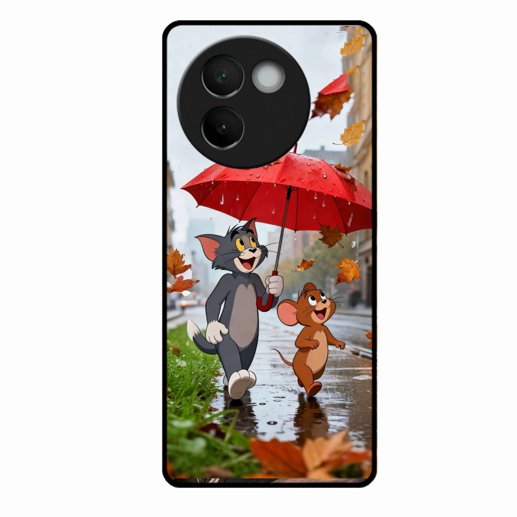 Rainy Day Cartoon Glass Phone Case for Vivo V30E 5G