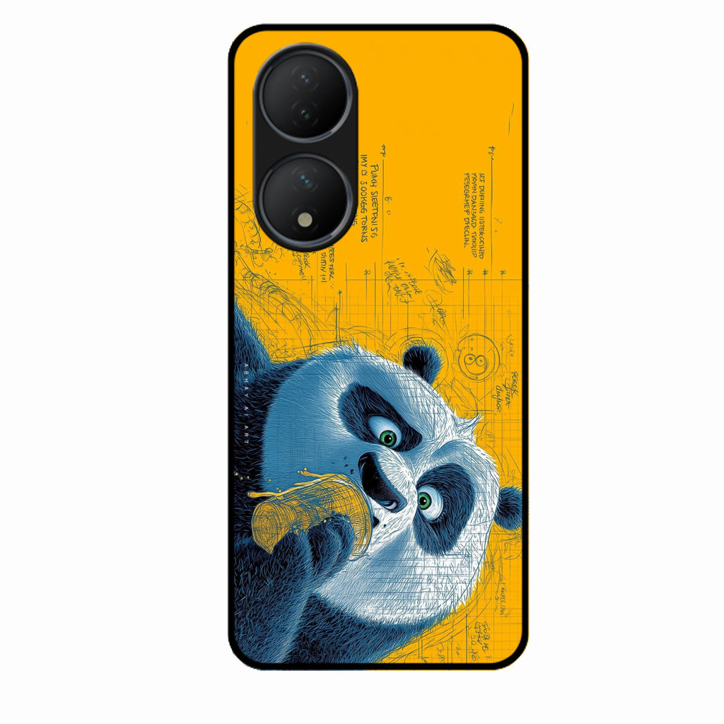 Cute Panda Sketch Premium Glass Phone Case for Vivo T2 5G