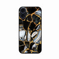 Black Gold Marble Glass Phone Case for iPhone 16 Plus