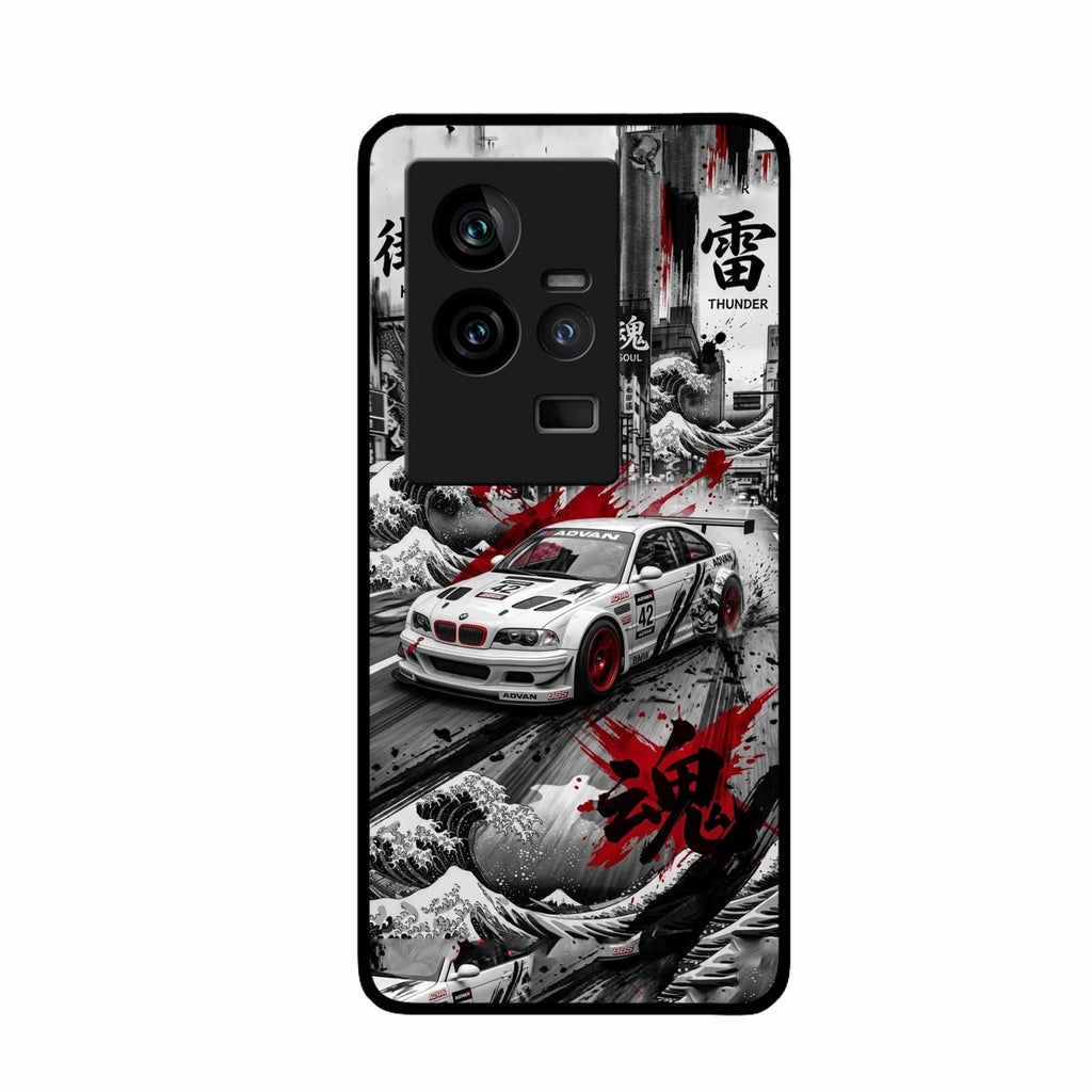 Japanese Wave Drift Racing Premium Glass Phone Case for iQOO 11 5G
