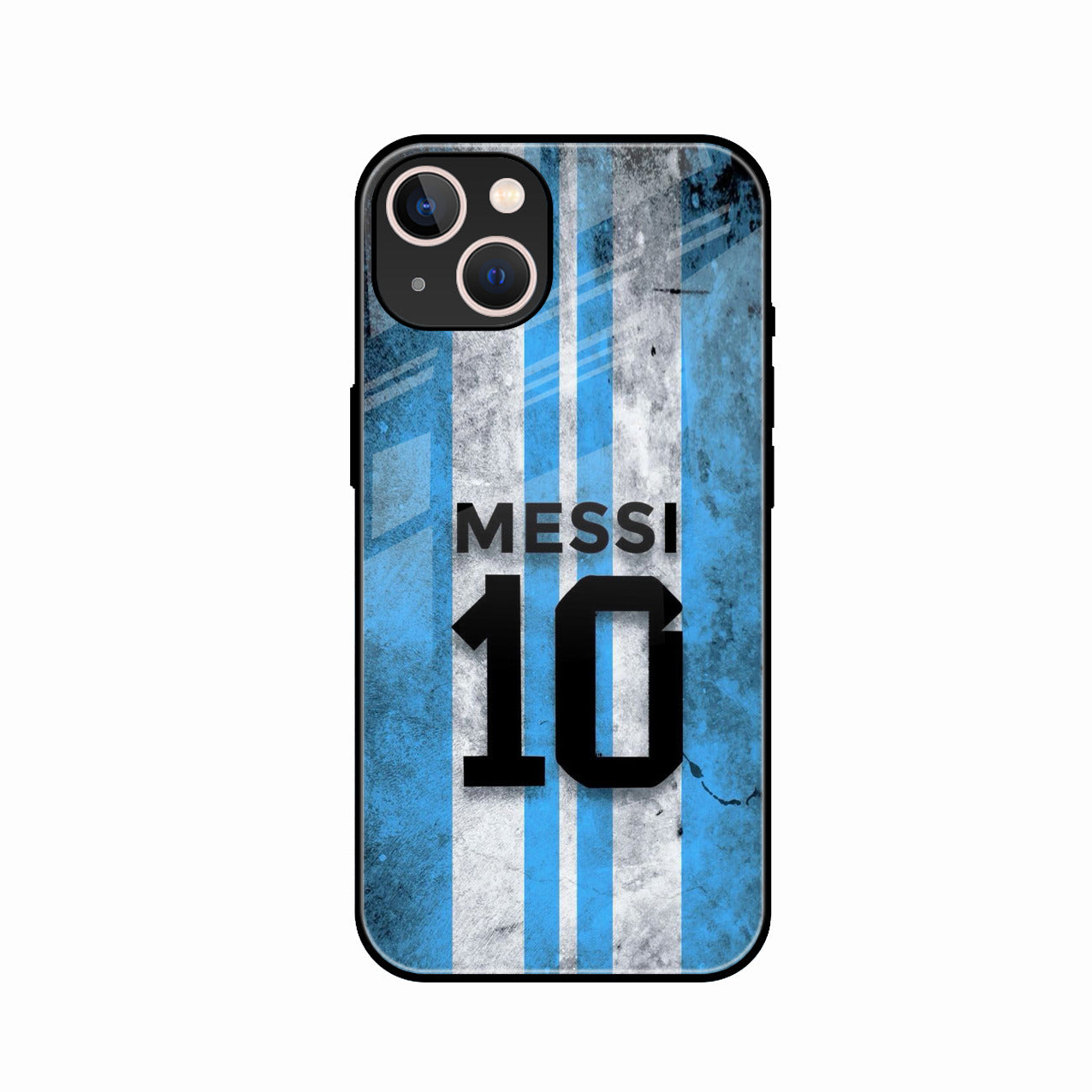 Blue Stripes Number 10 Football Glass Phone Case for iPhone 13 mini