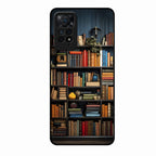 Colorful Bookshelf Art Glass Case Cover for Redmi Note 11 Pro 5G