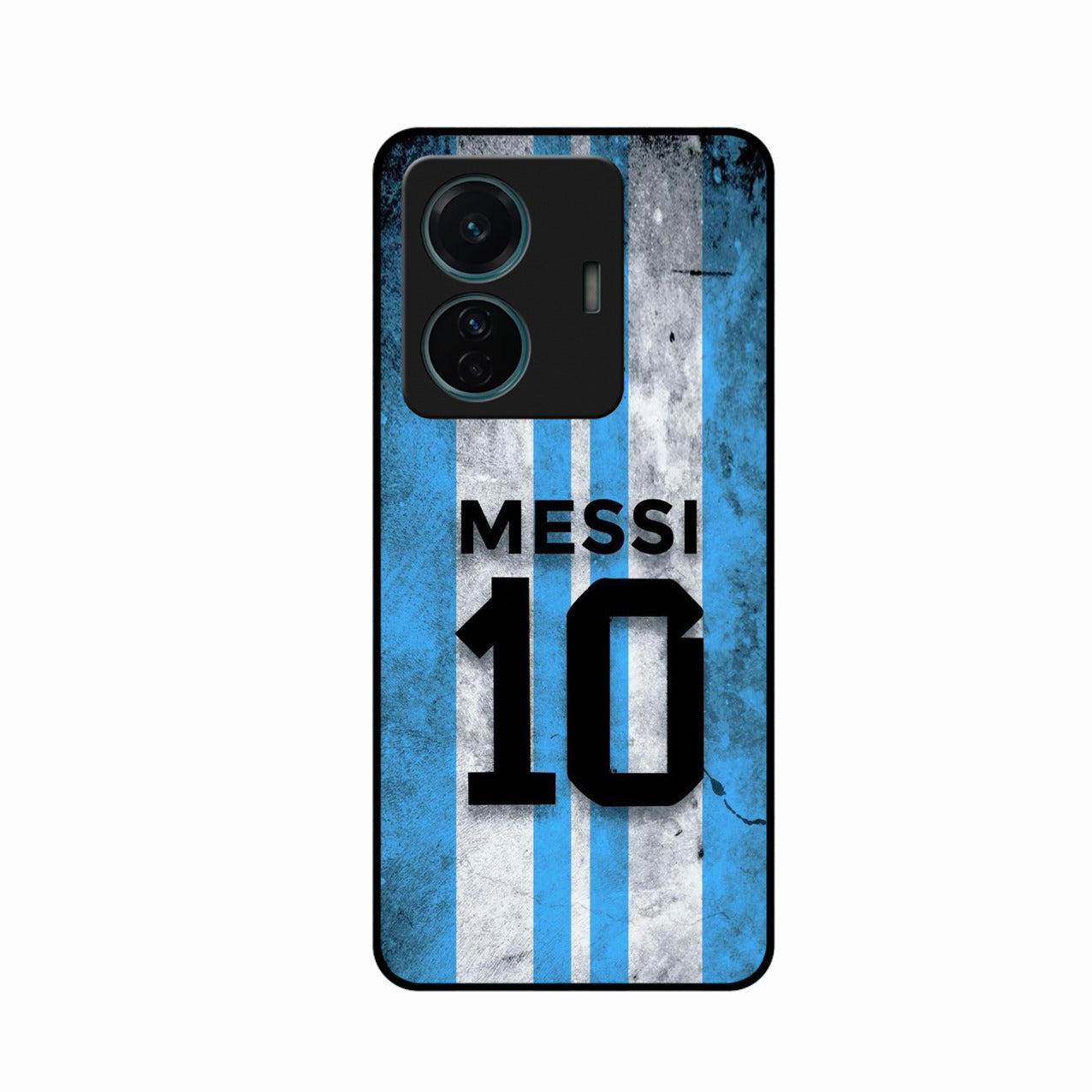 Blue Stripes Number 10 Football Glass Phone Case for iQOO Z6 Pro 5G