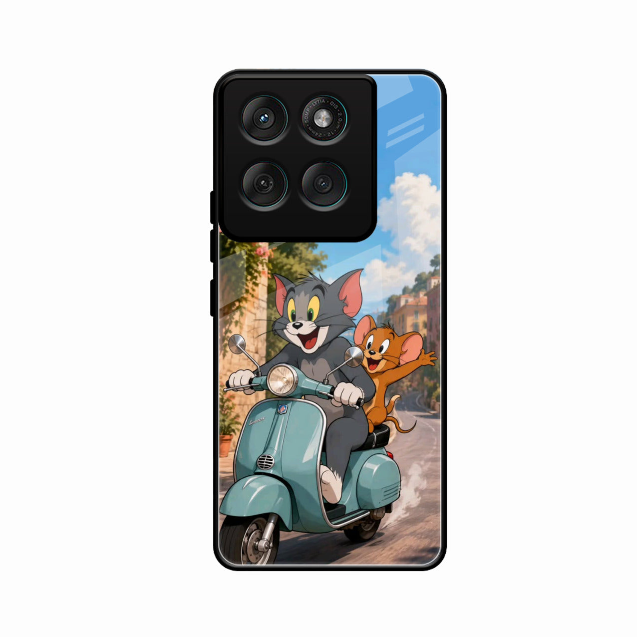 Cartoon Scooter Adventure Premium Glass Phone Case for Motorola Edge 60 5G