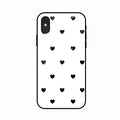 Heart Pattern White Glass Case Cover for iPhone XS
