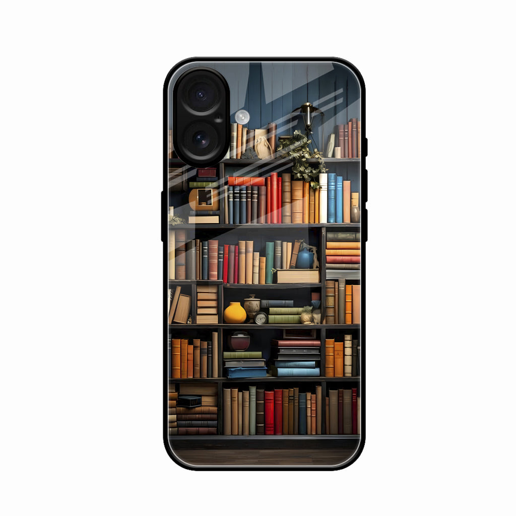 Colorful Bookshelf Art Glass Case Cover for iPhone 17