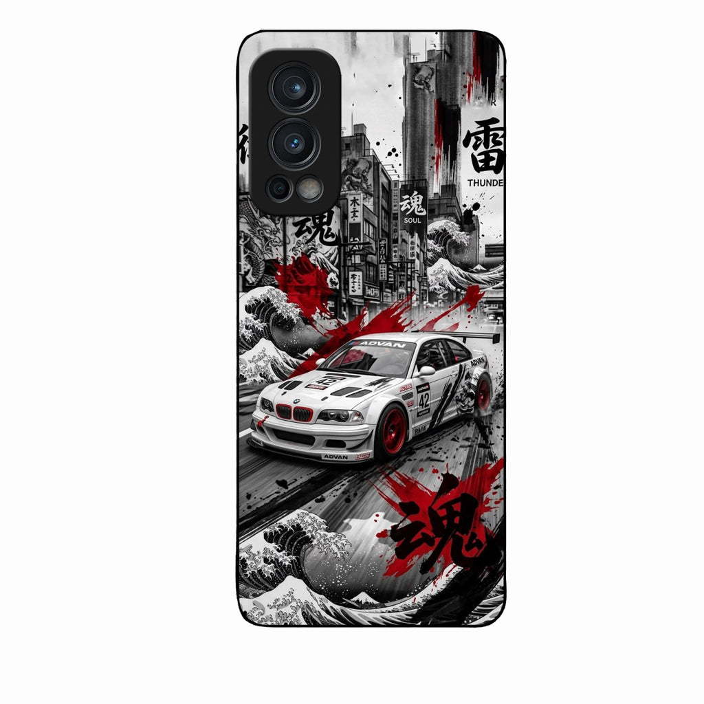 Japanese Wave Drift Racing Premium Glass Phone Case for Oneplus Nord 2 5G