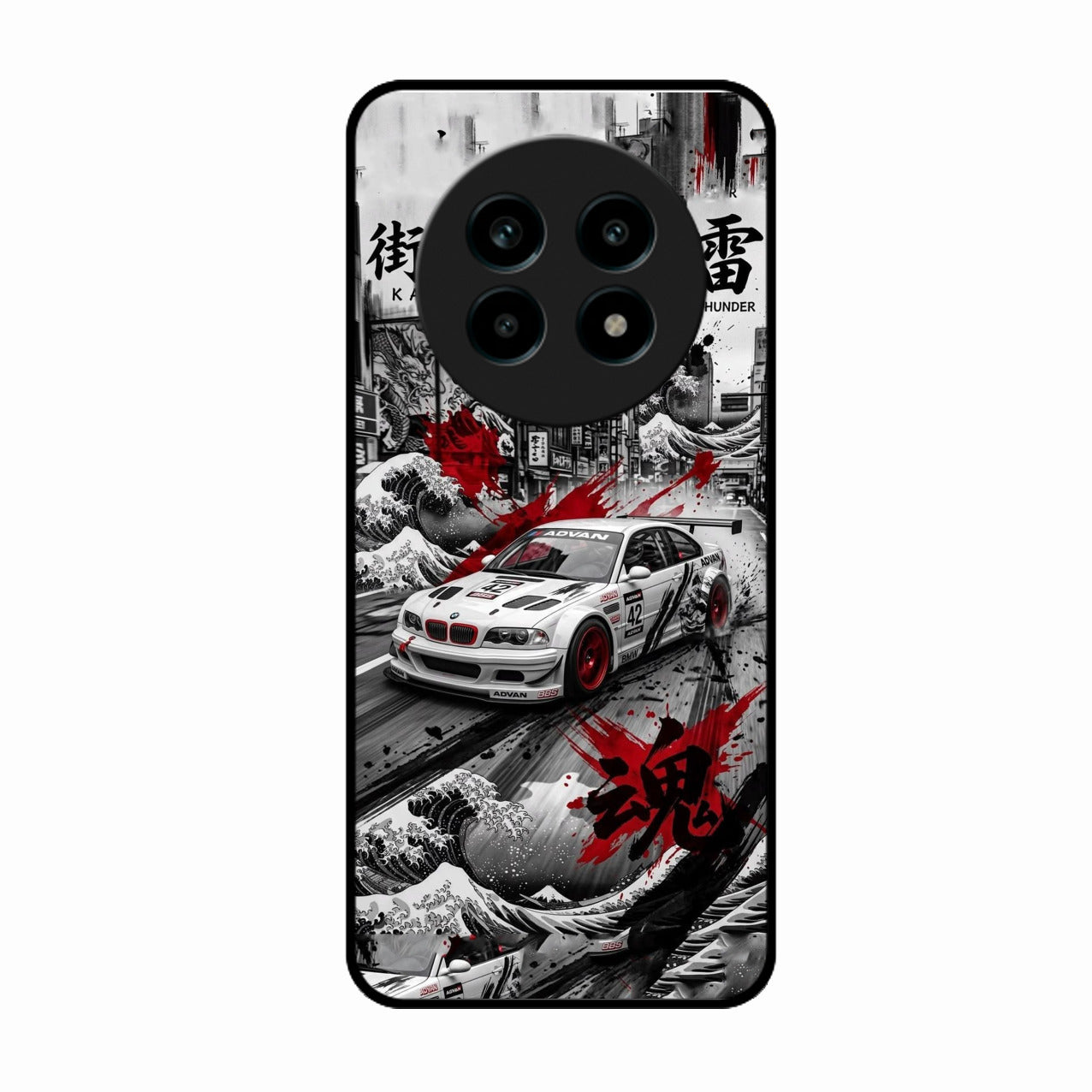 Japanese Wave Drift Racing Premium Glass Phone Case for Realme 14 Pro Lite 5G