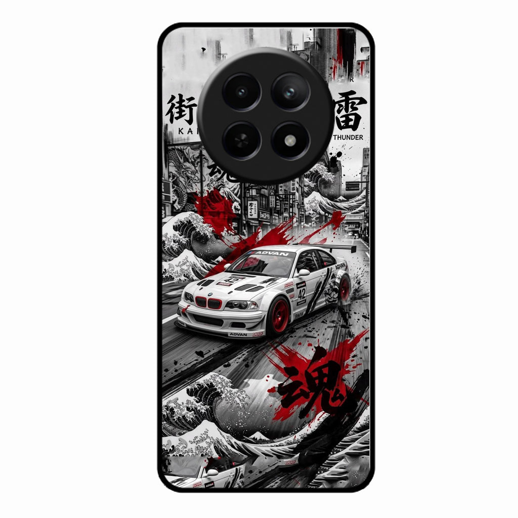 Japanese Wave Drift Racing Premium Glass Phone Case for Realme 12X 5G