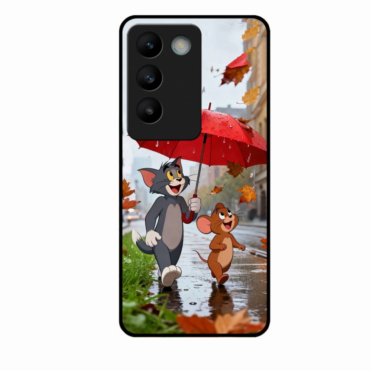 Rainy Day Cartoon Glass Phone Case for Vivo T3 5G