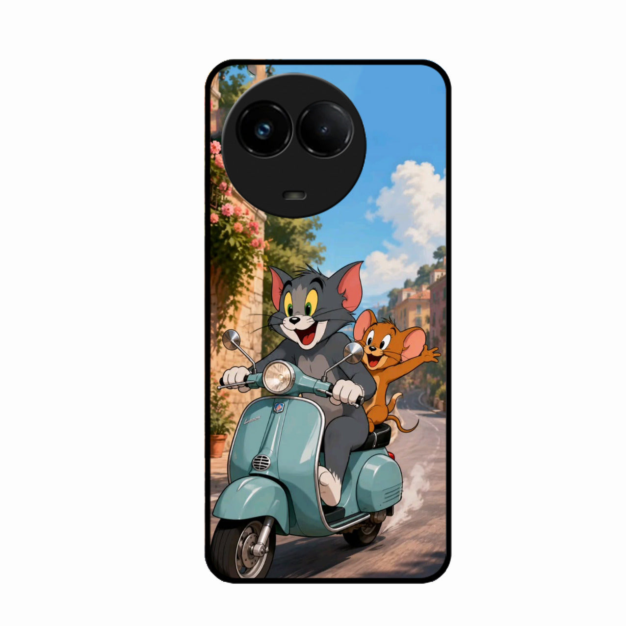 Cartoon Scooter Adventure Premium Glass Phone Case for Realme C67 5G