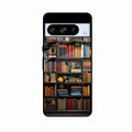 Colorful Bookshelf Art Glass Case Cover for Google Pixel 8 Pro 5G