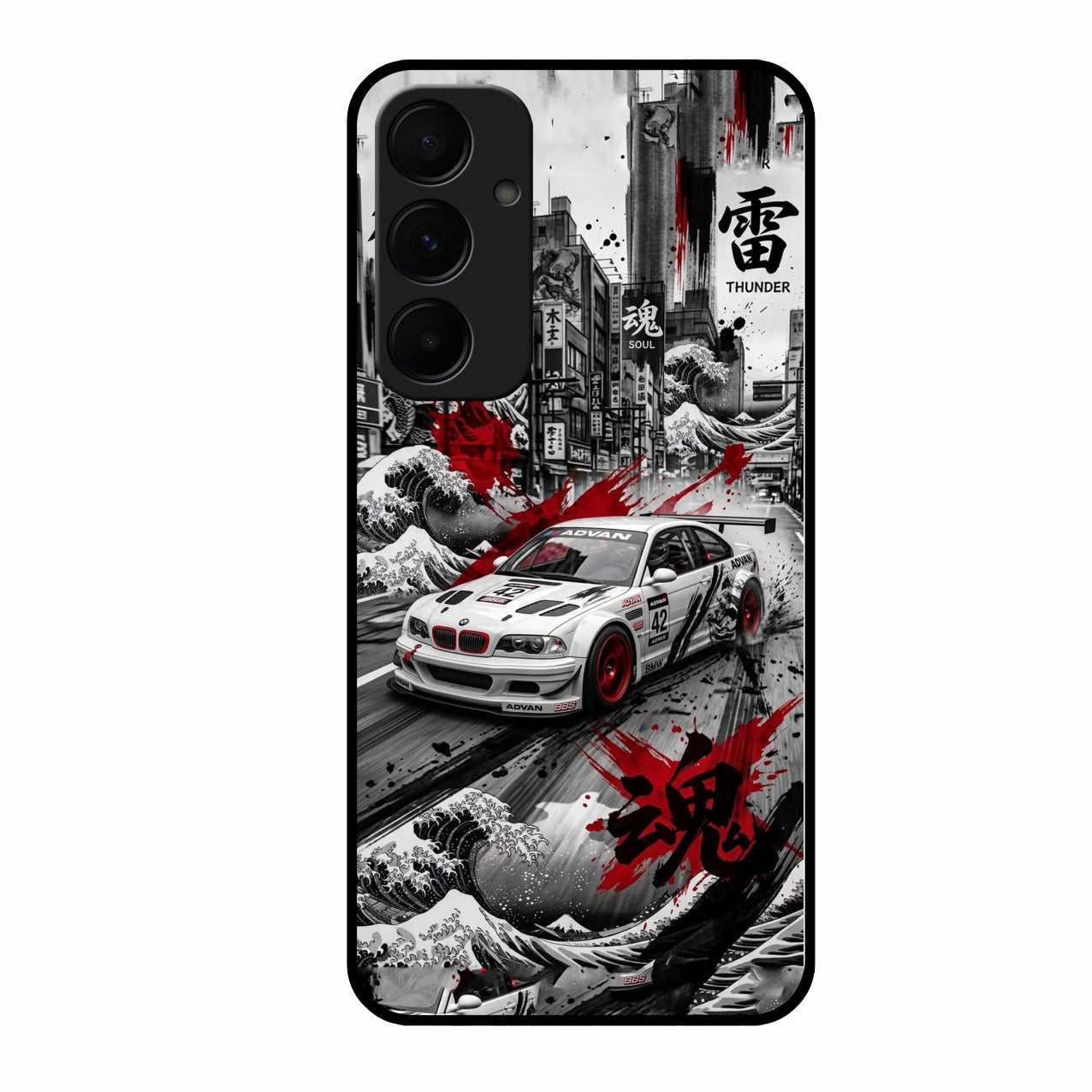 Japanese Wave Drift Racing Premium Glass Phone Case for Samsung Galaxy A35 5G