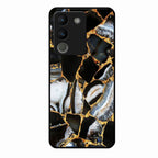 Black Gold Marble Glass Phone Case for Vivo Y200 5G