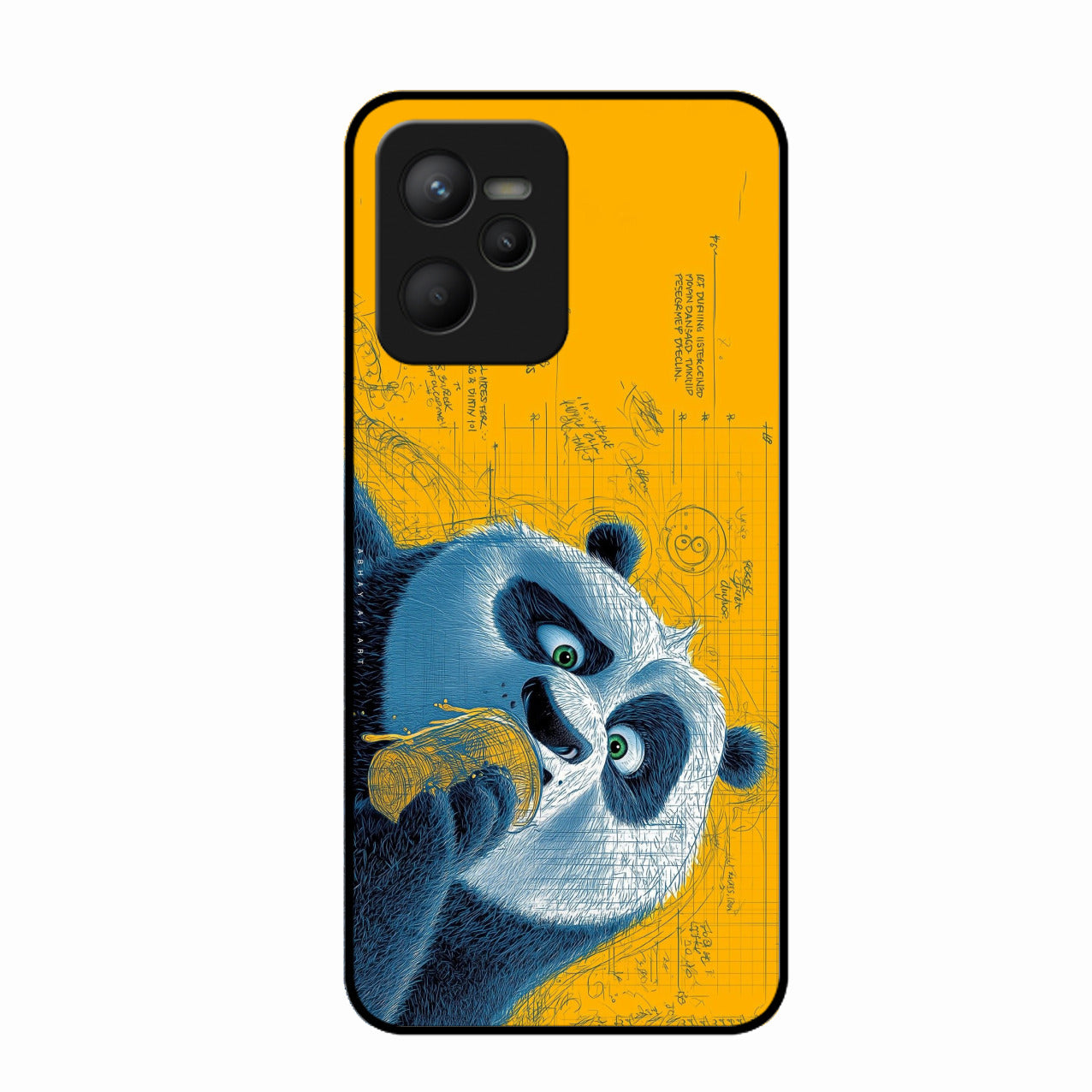 Cute Panda Sketch Premium Glass Phone Case for Realme C35