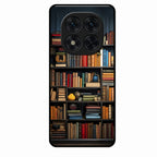 Colorful Bookshelf Art Glass Case Cover for Redmi Note 14 Pro 5G