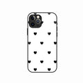 Heart Pattern White Glass Case Cover for iPhone 15 Pro Max
